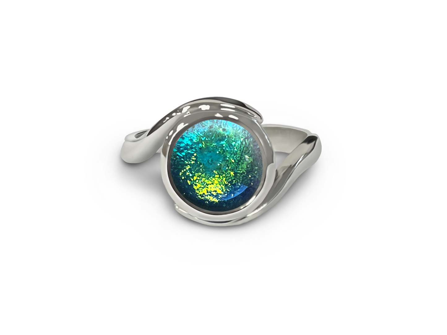 Crossover Opalescent Aqua Ashes Gem Ring