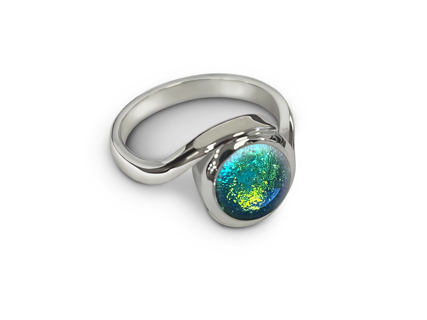 Crossover Opalescent Aqua Ashes Gem Ring